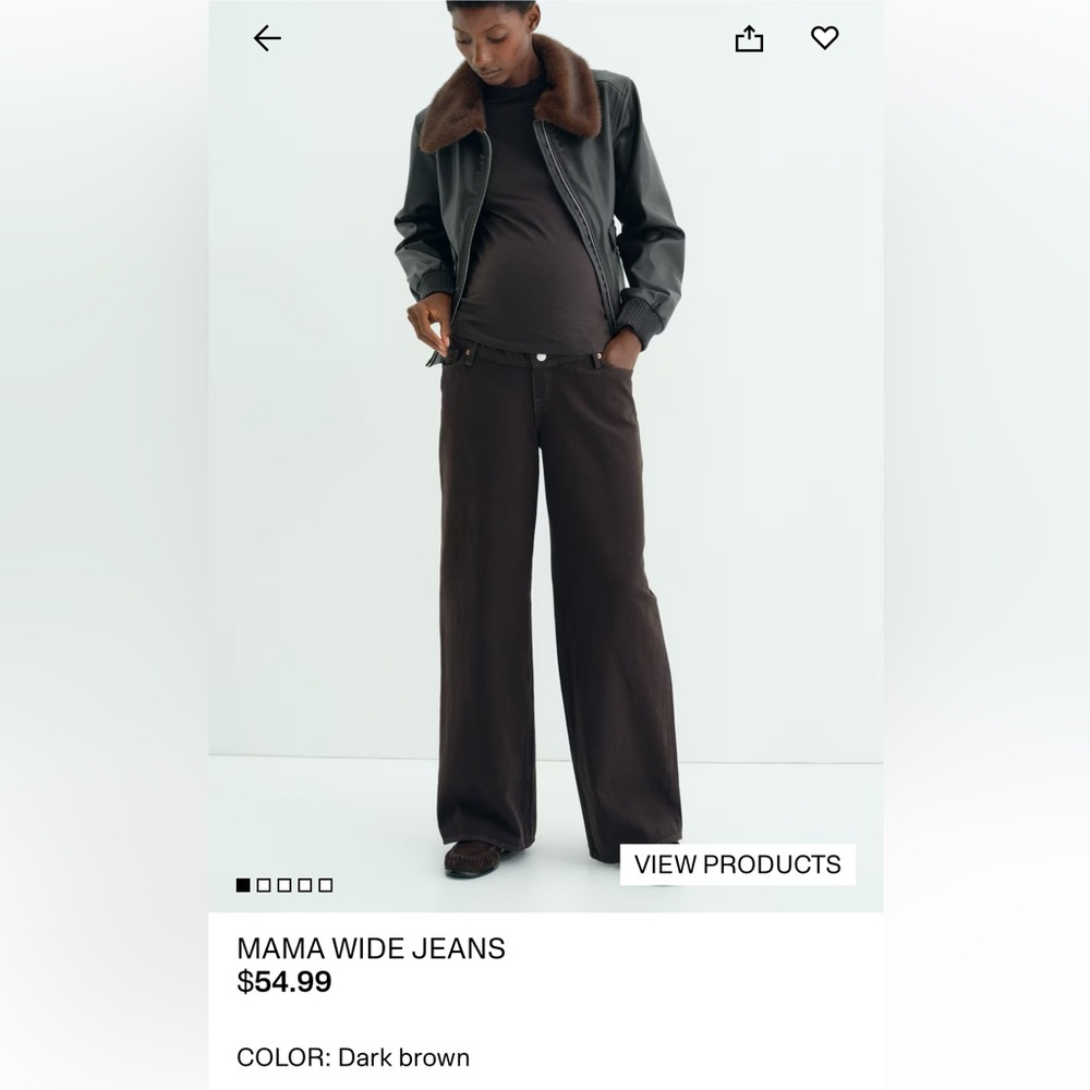 H&M Dark Brown Wide-Leg Maternity Jeans